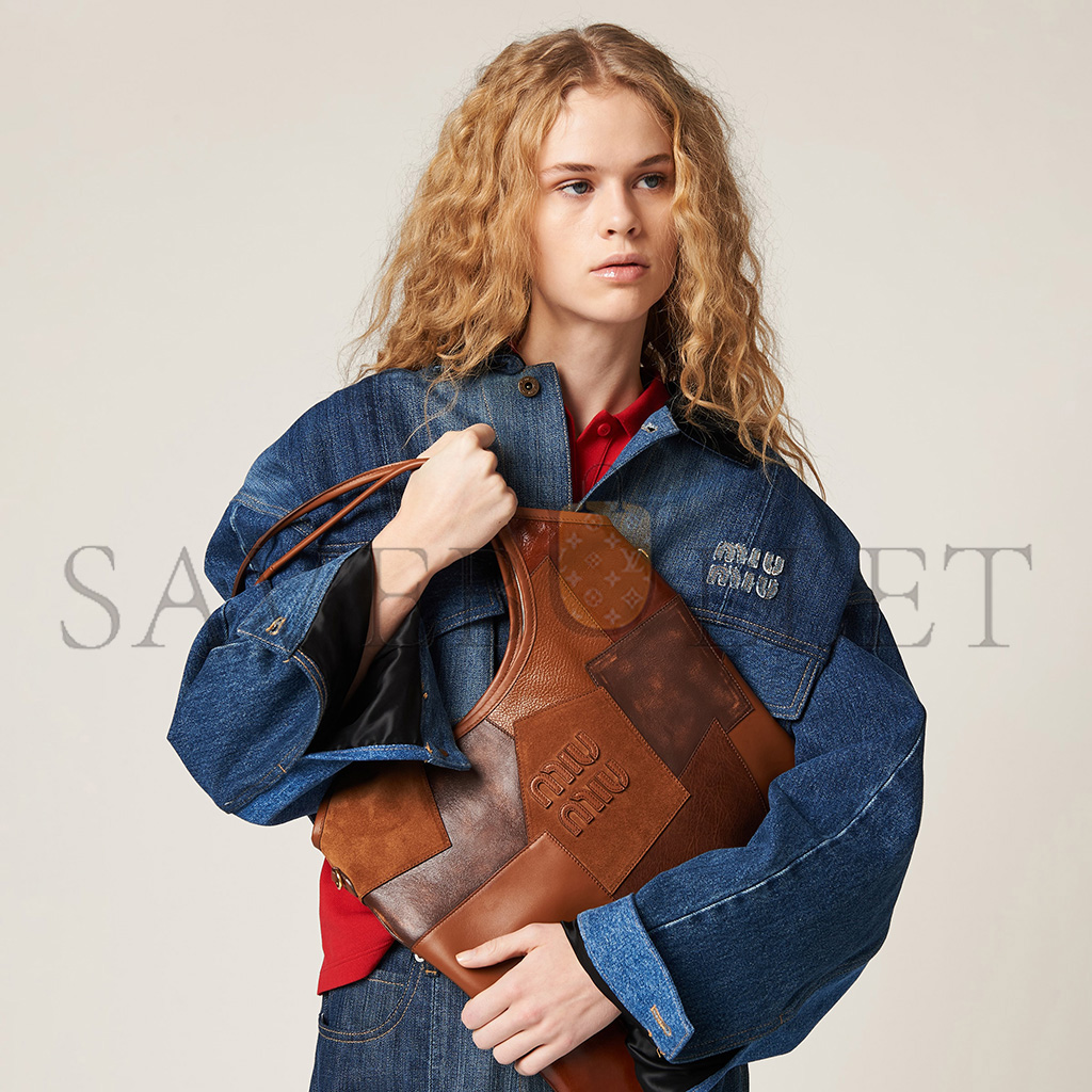 MIU MIU IVY LEATHER PATCHWORK BAG 5BG231 (40*35cm) MIU MIU IVY LEATHER PATCHWORK BAG 5BG231 (40*35cm)